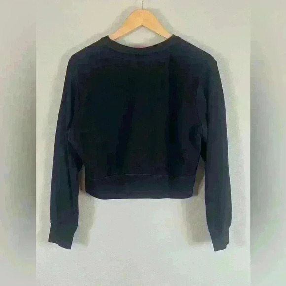 Nike Black Crew Neck Cropped Long Sleeve Sweatshirt Women's Small - Picture 4 of 8